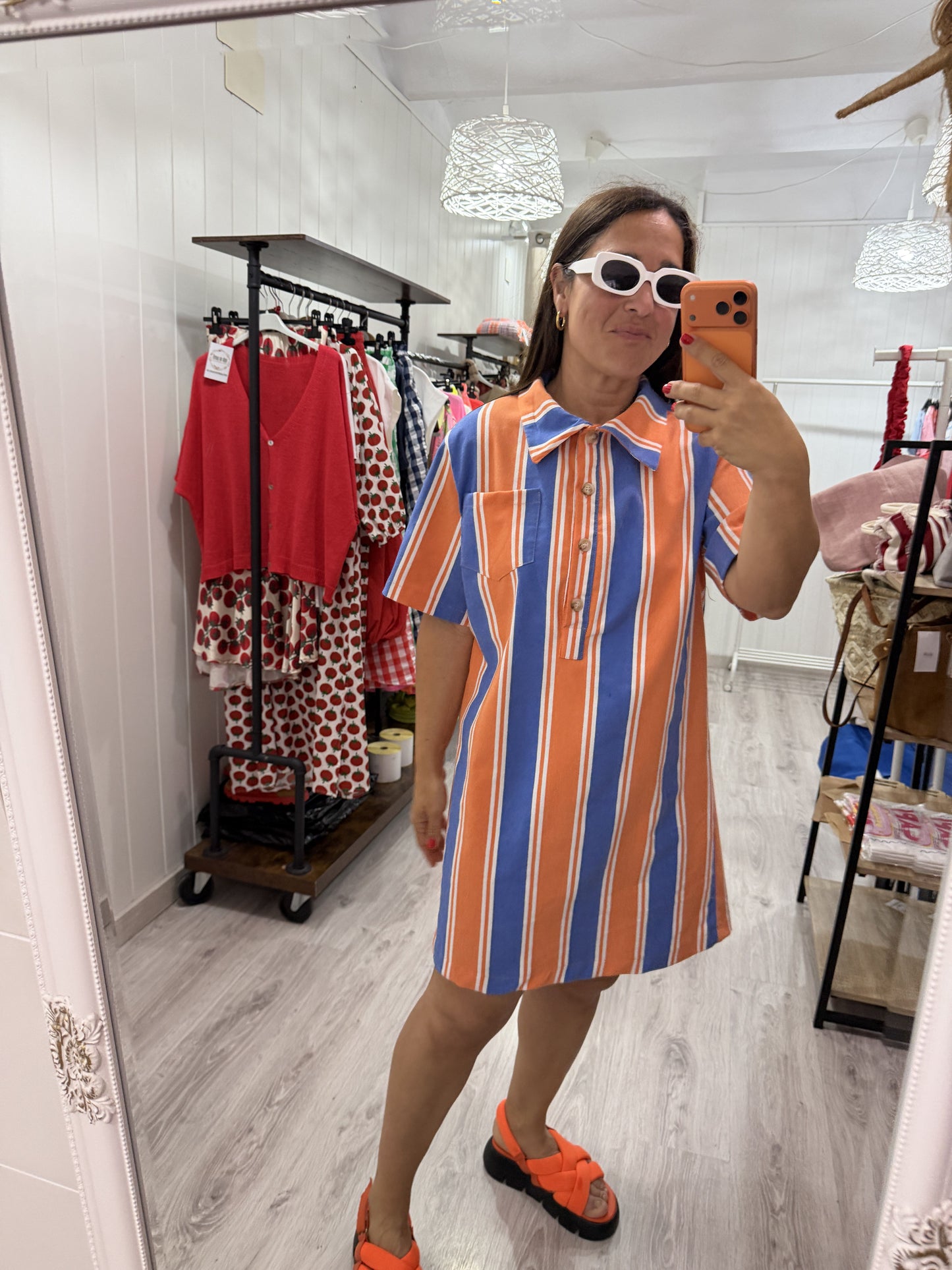 Vestido Lisboa naranja y azul