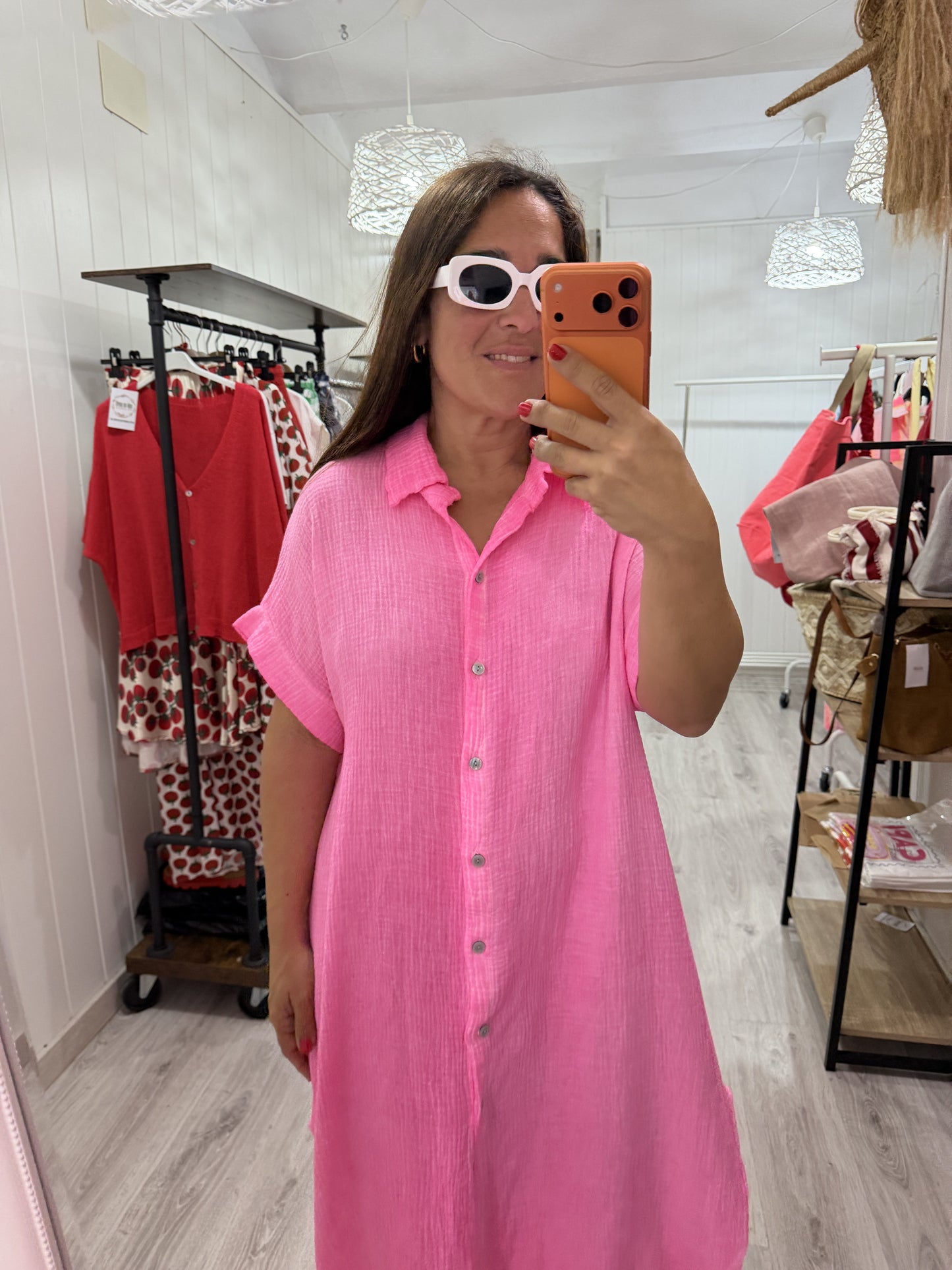 Vestido Bambula Fluor fucsia