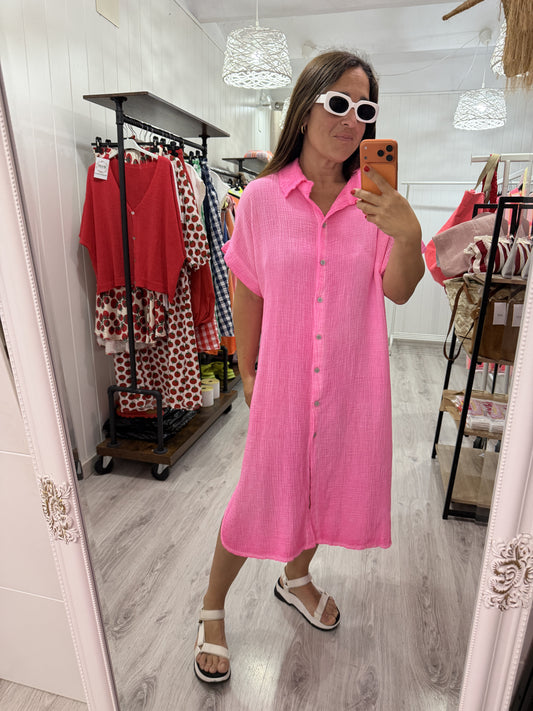 Vestido Bambula Fluor fucsia
