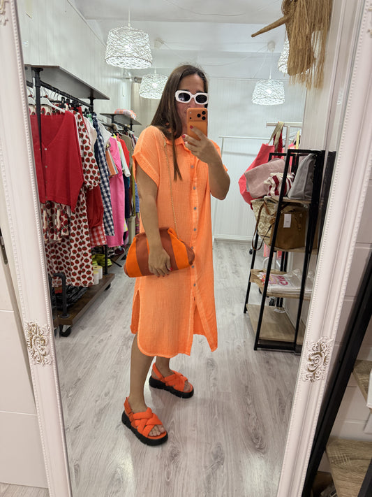 Vestido Bambula Fluor naranja