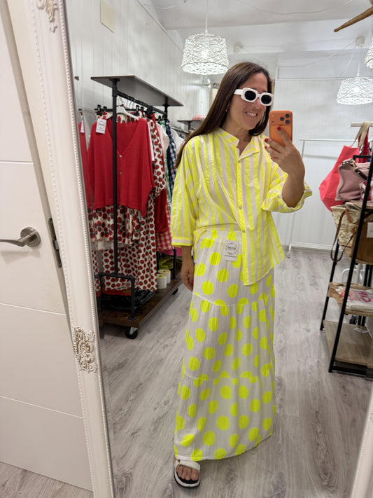 Falda topos amarillo fluor