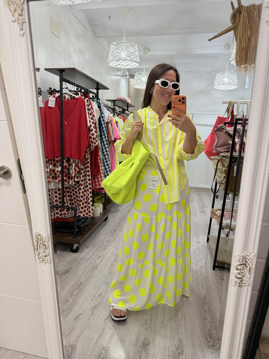 Falda topos amarillo fluor
