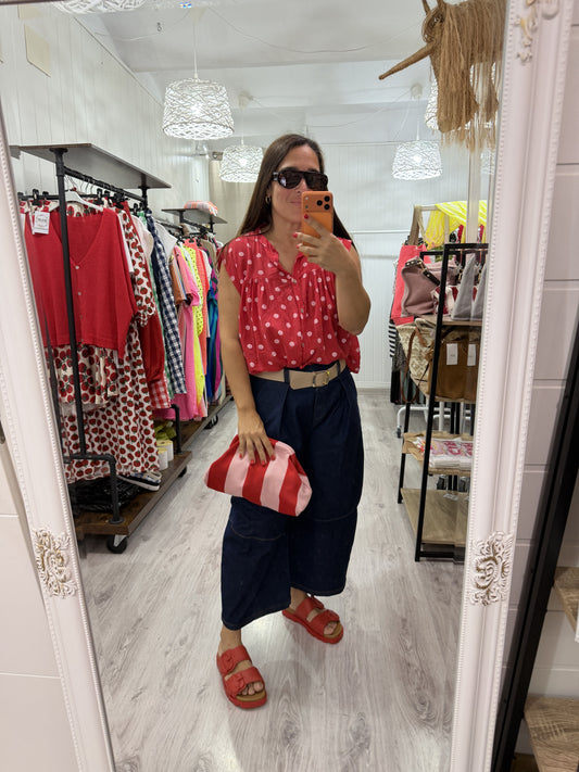 Blusa Lola oversize topos rojo