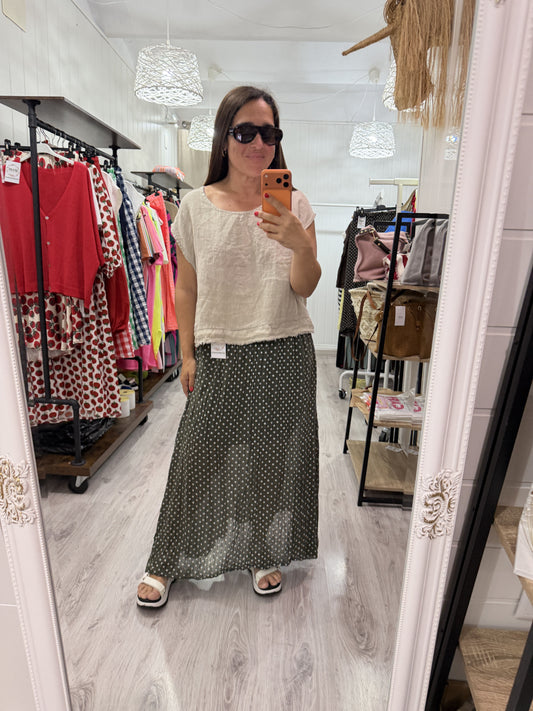 Falda Topos Gasa kaki