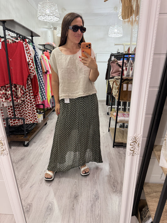 Falda Topos Gasa kaki