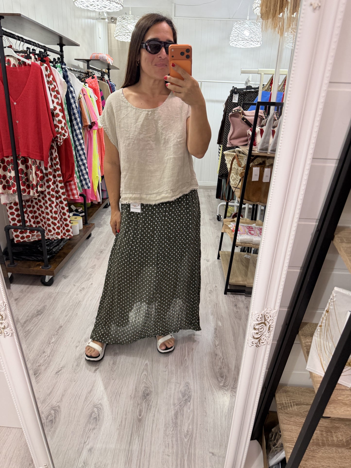 Falda Topos Gasa kaki