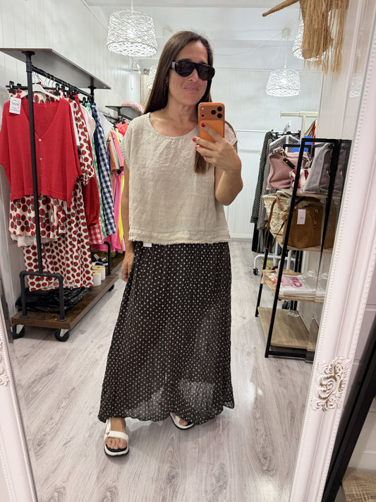 Blusa Kaita lino taupe