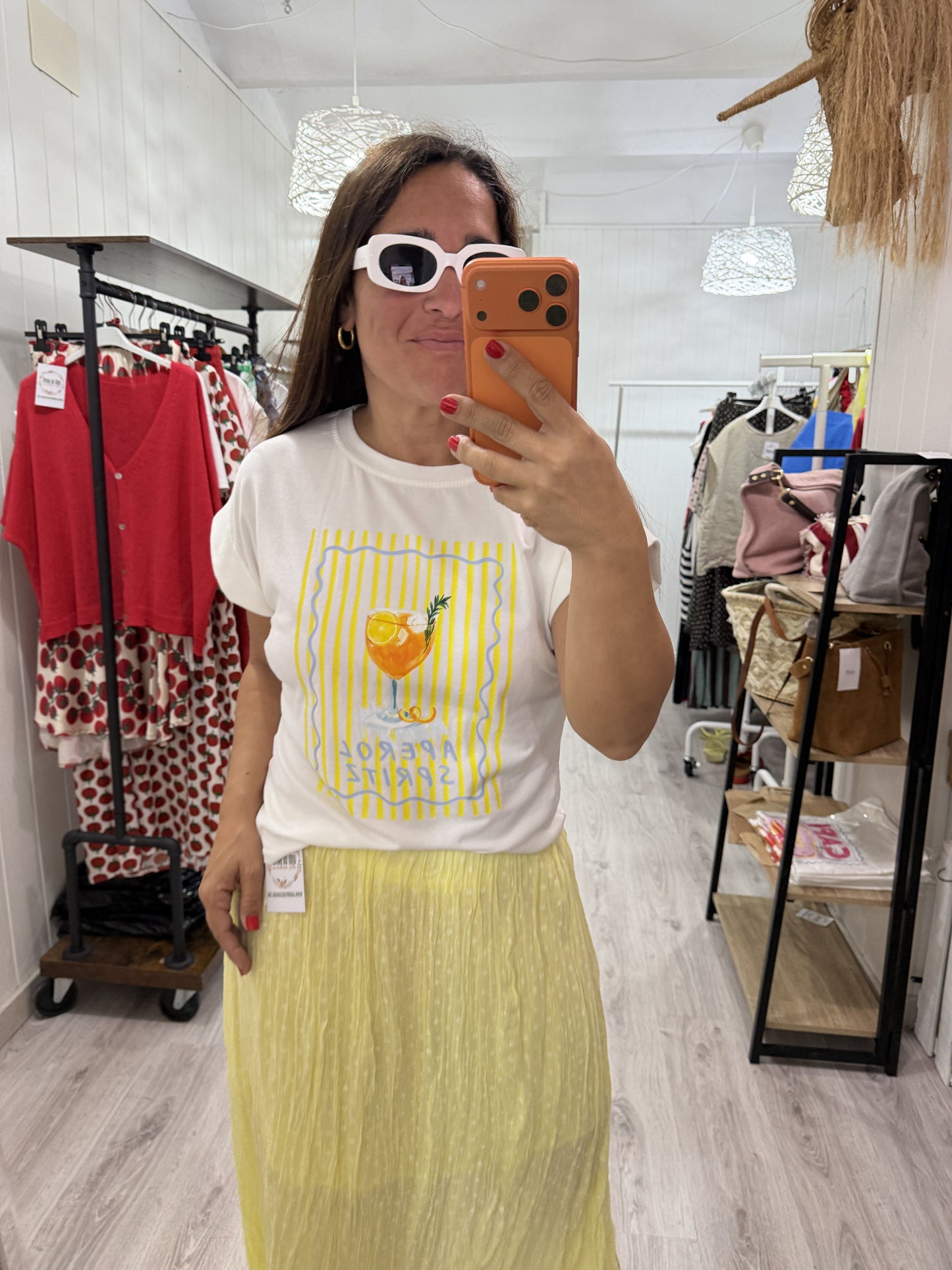 Camiseta Aperol rayas amarillas