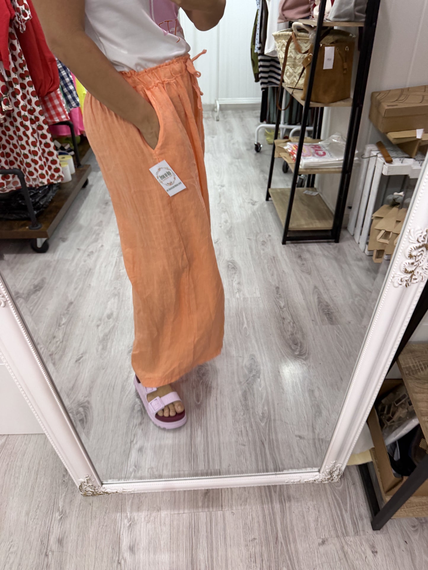 Pantalón Lino Culotte salmón