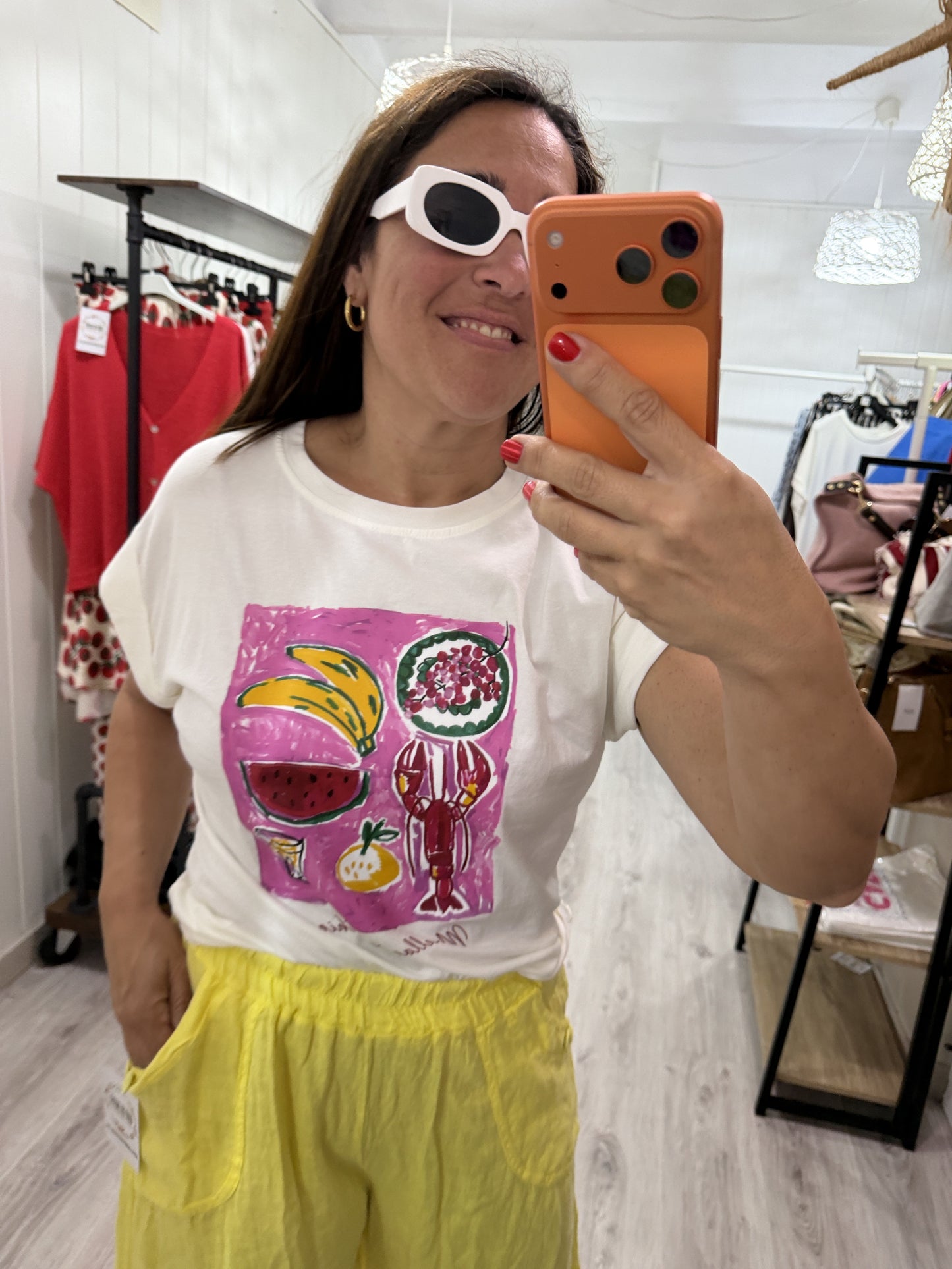 Pantalón Lino Botoncitos amarillo