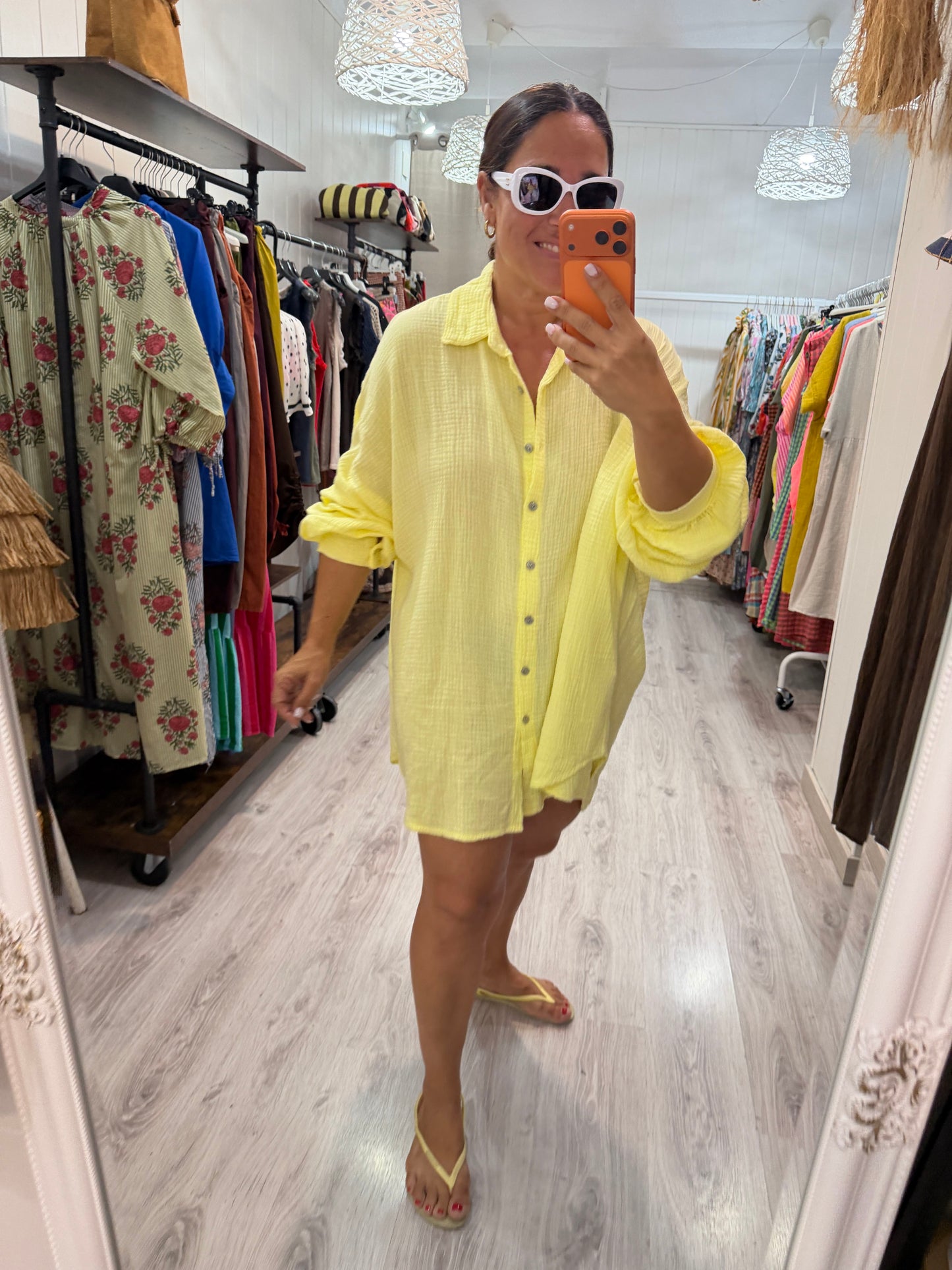 Blusón Oversize Ojo bambula amarillo