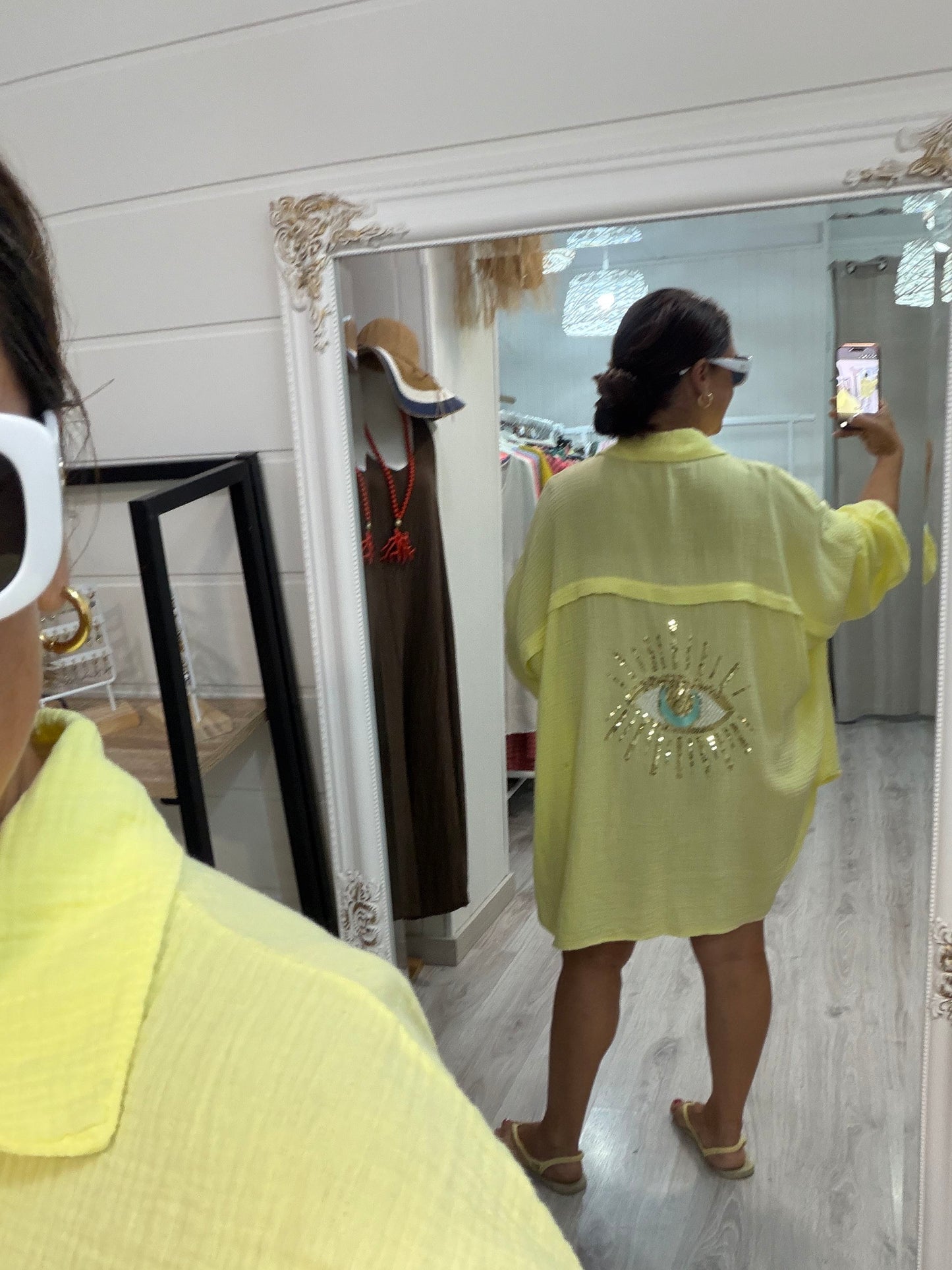 Blusón Oversize Ojo bambula amarillo
