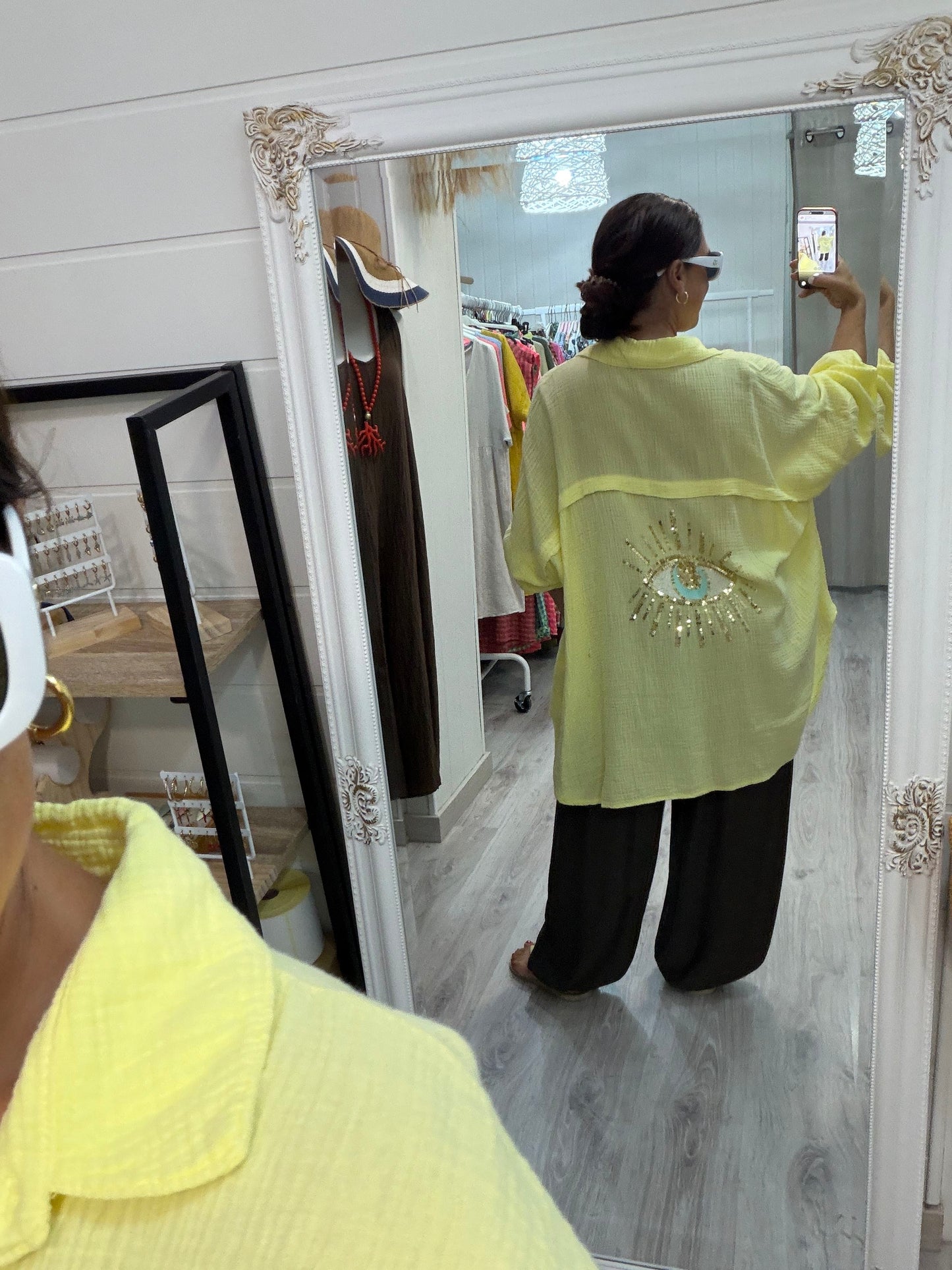Blusón Oversize Ojo bambula amarillo