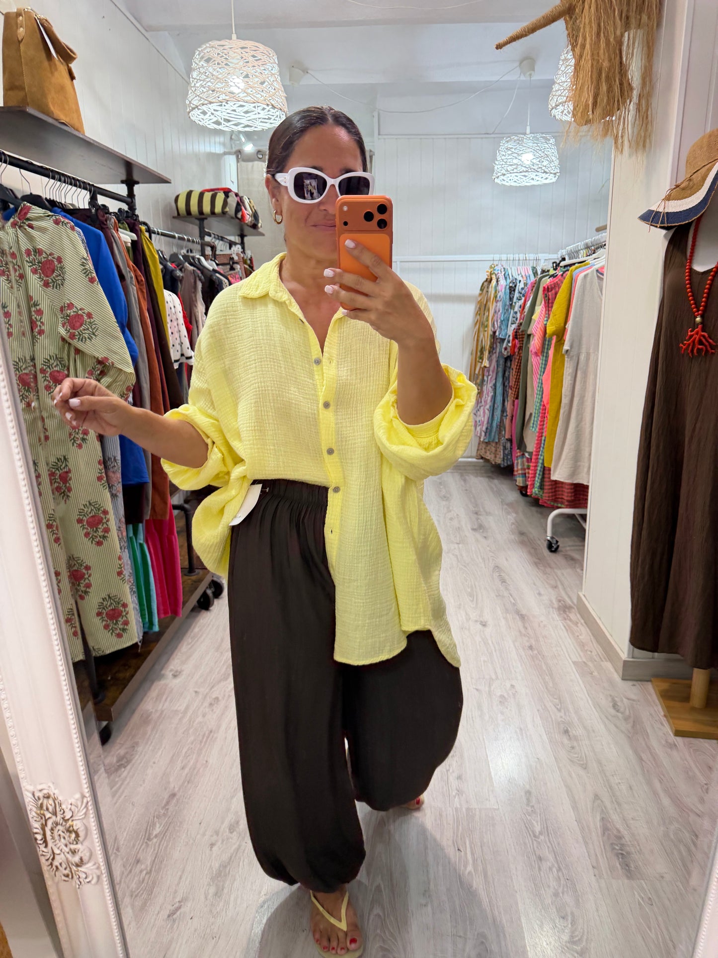 Blusón Oversize Ojo bambula amarillo