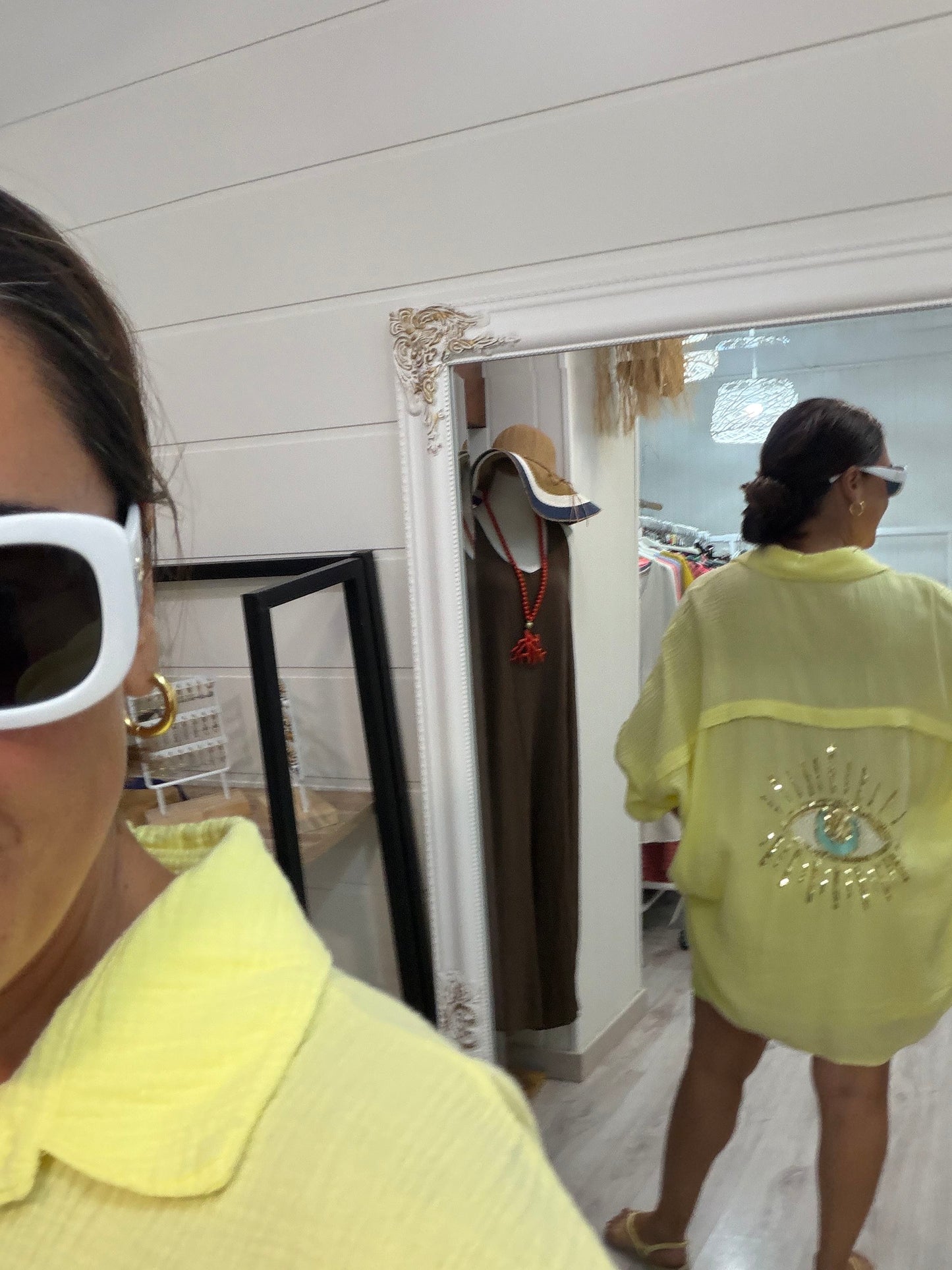 Blusón Oversize Ojo bambula amarillo