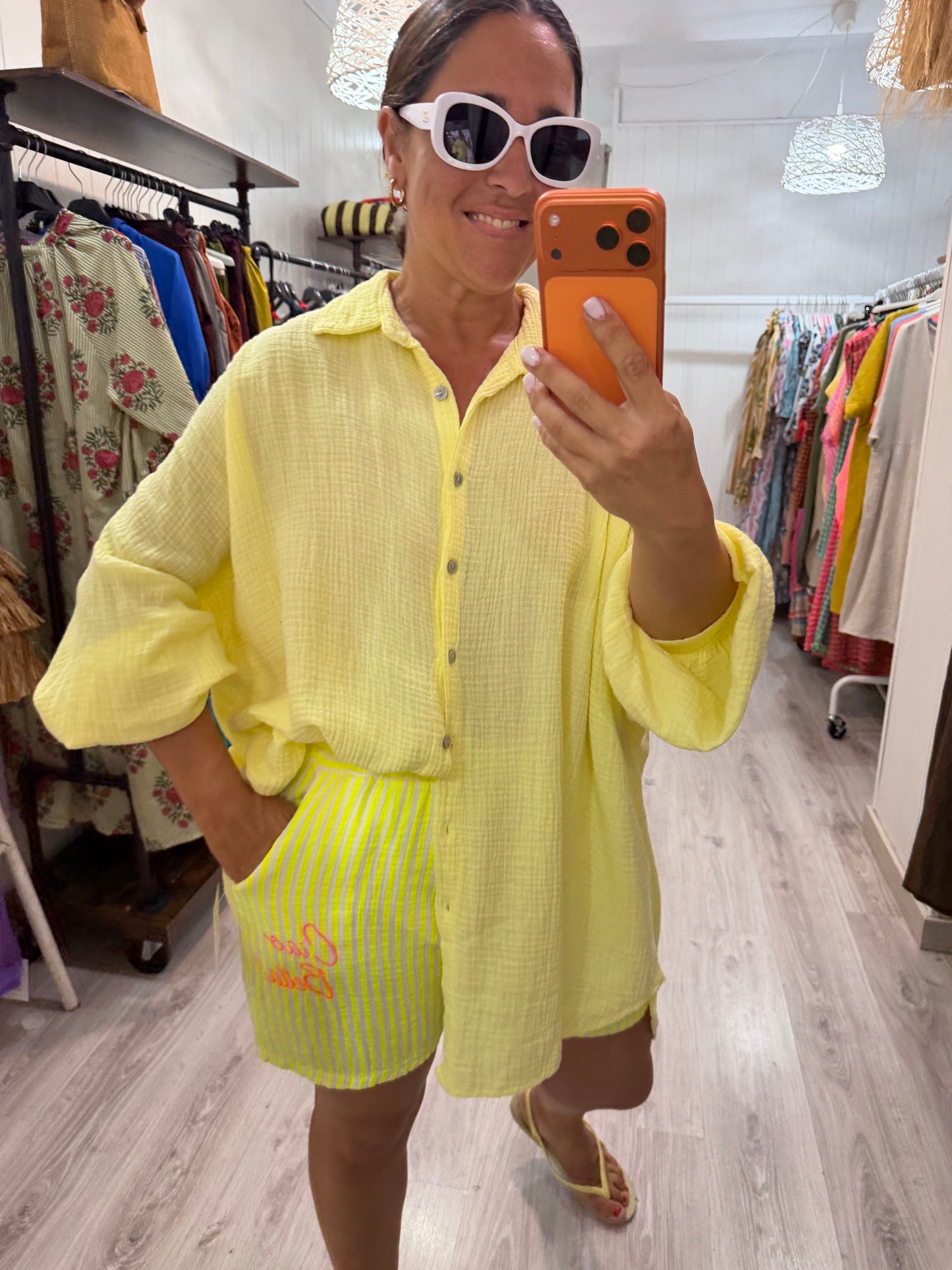 Blusón Oversize Ojo bambula amarillo