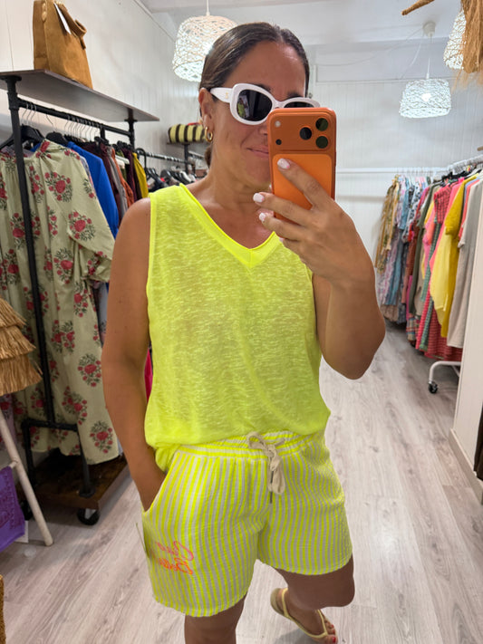 Pantalón corto Ciao Bella rayas fluor amarillo