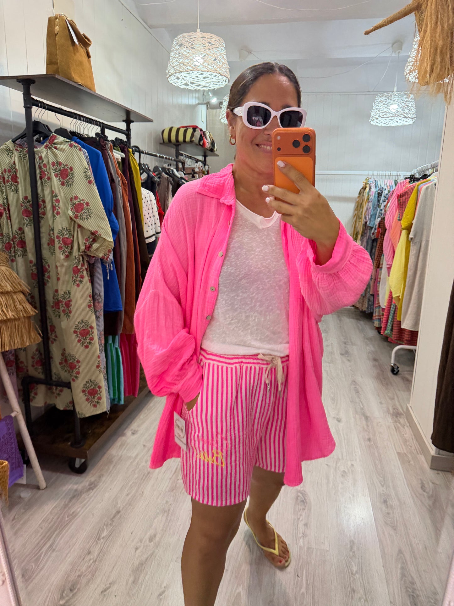 Blusón Oversize Ojo bambula fucsia