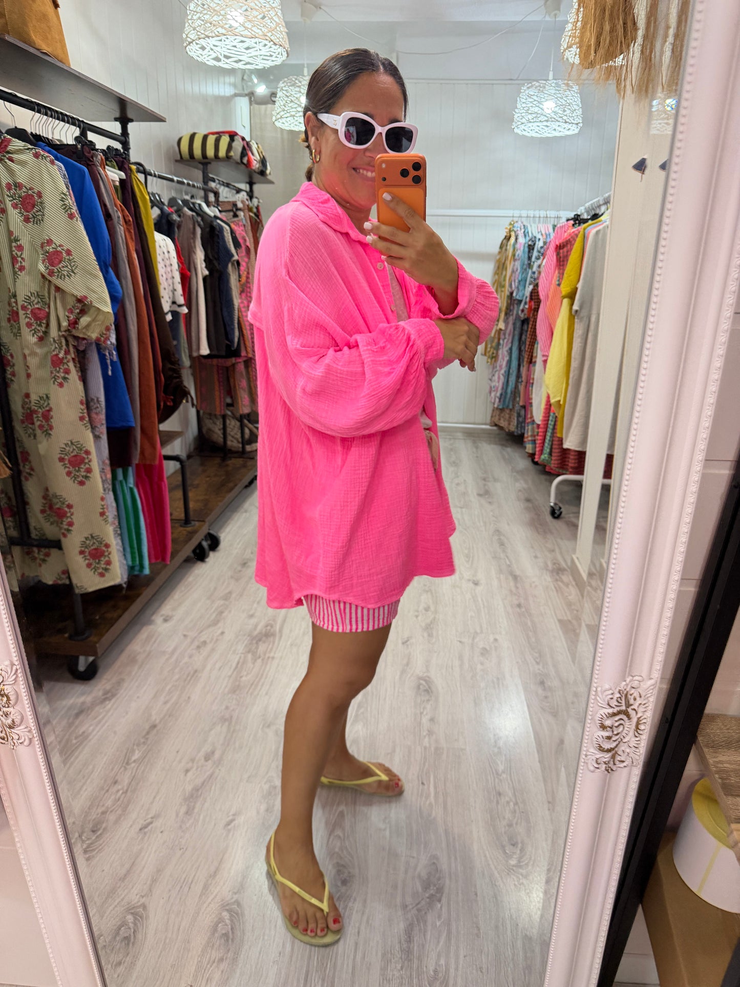 Blusón Oversize Ojo bambula fucsia