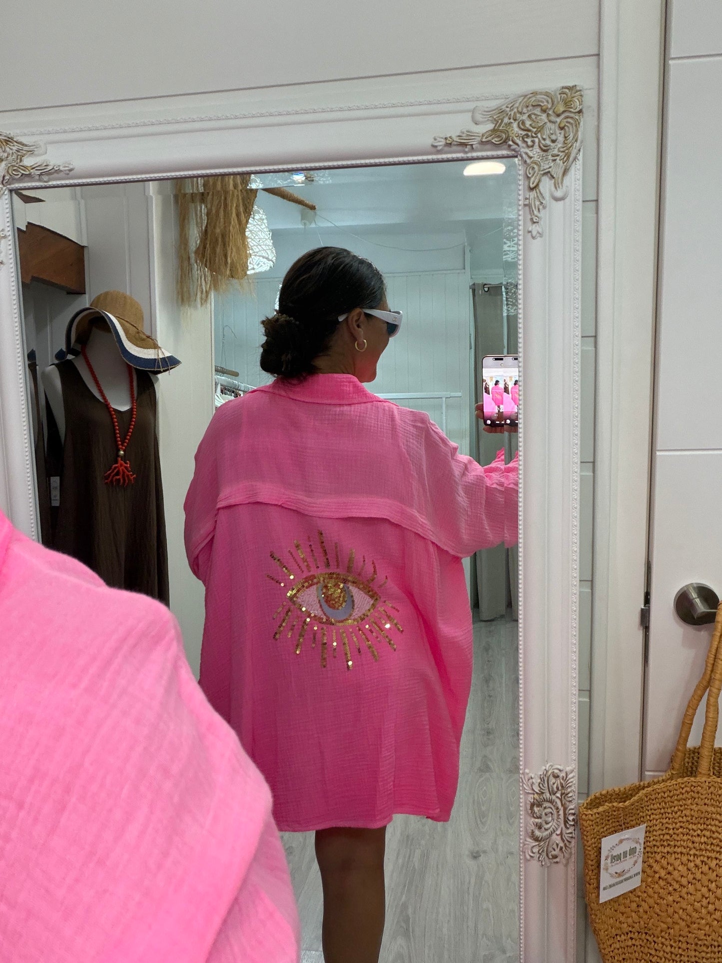 Blusón Oversize Ojo bambula fucsia