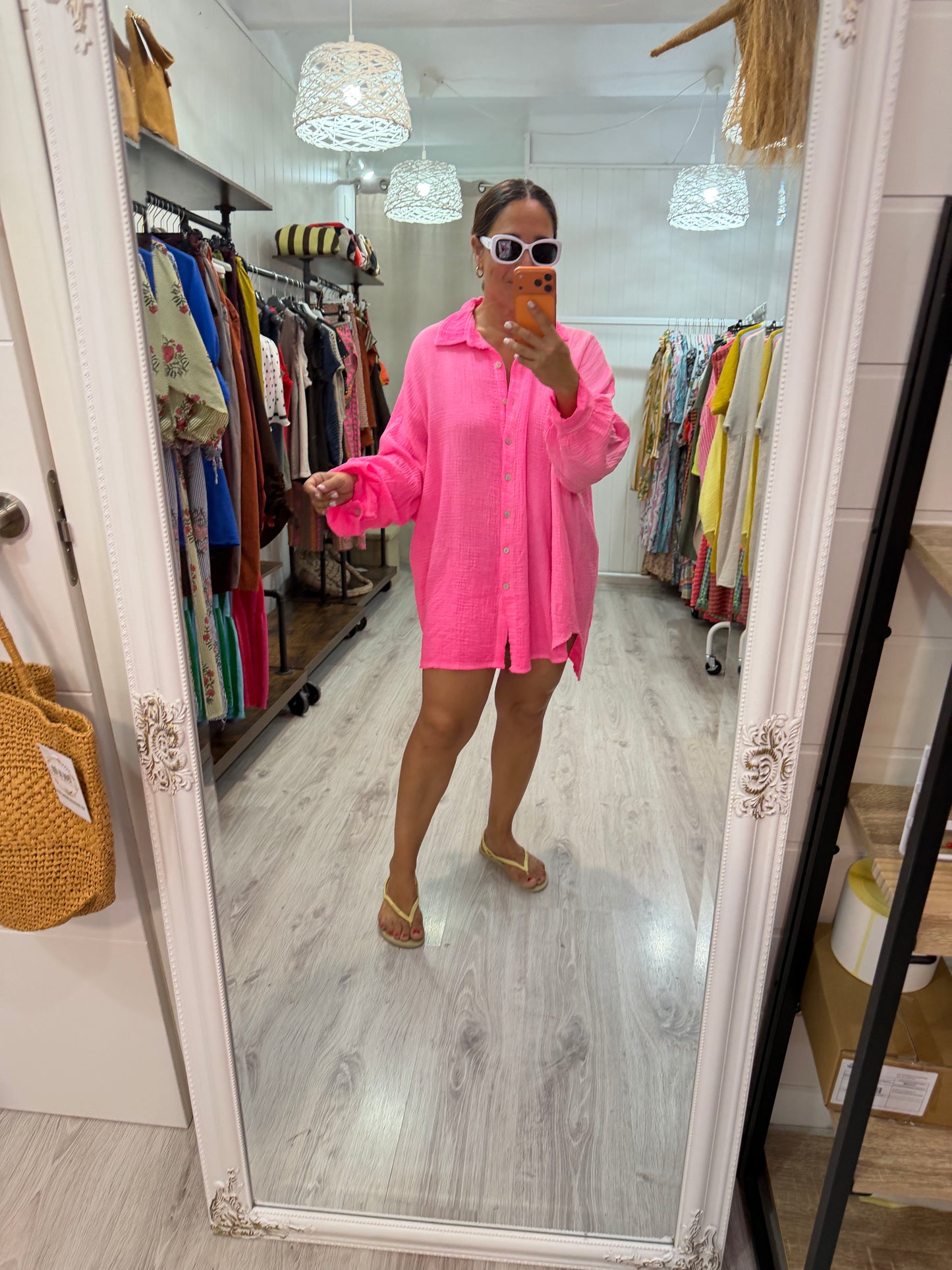 Blusón Oversize Ojo bambula fucsia