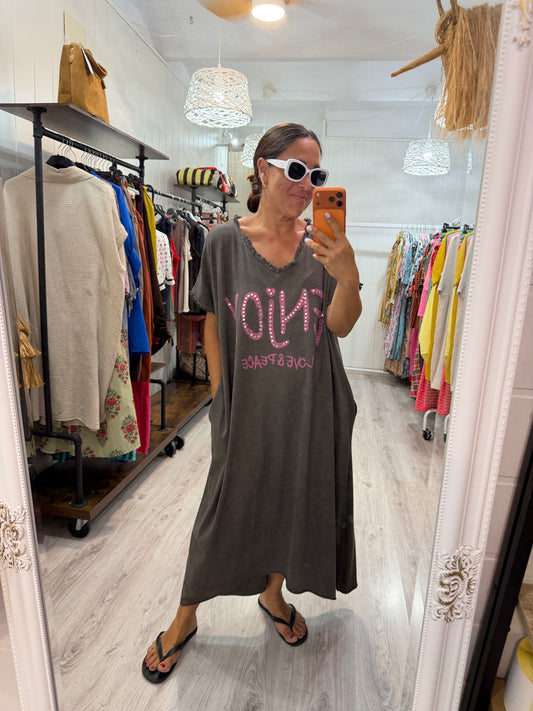 Vestido Oversize Enjoy gris