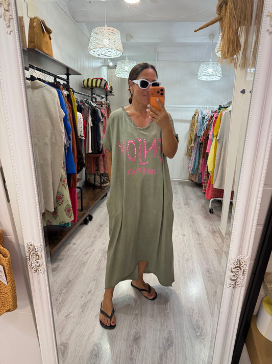 Vestido Oversize Enjoy kaki
