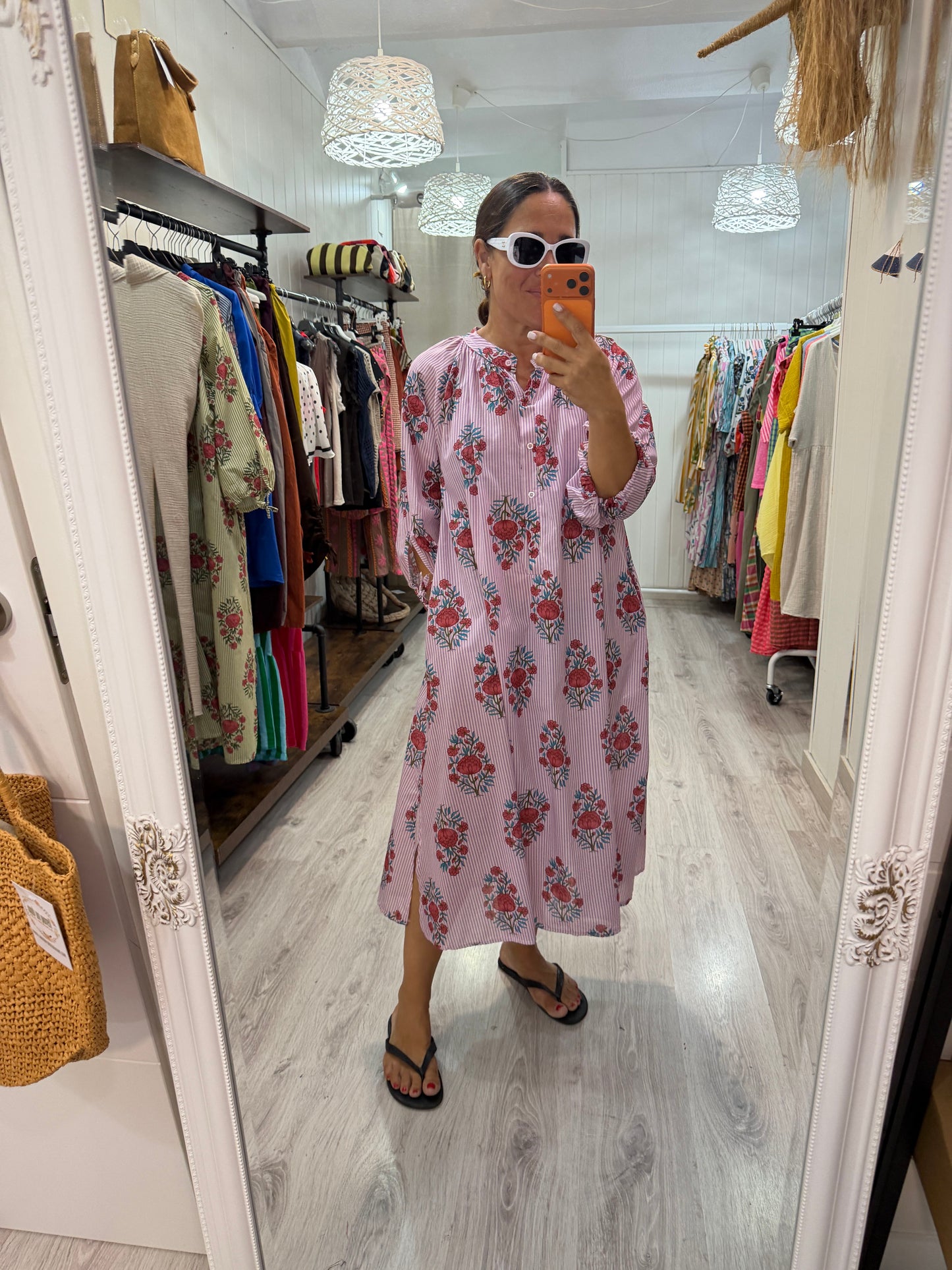 Vestido Siena milrayas y flores lila