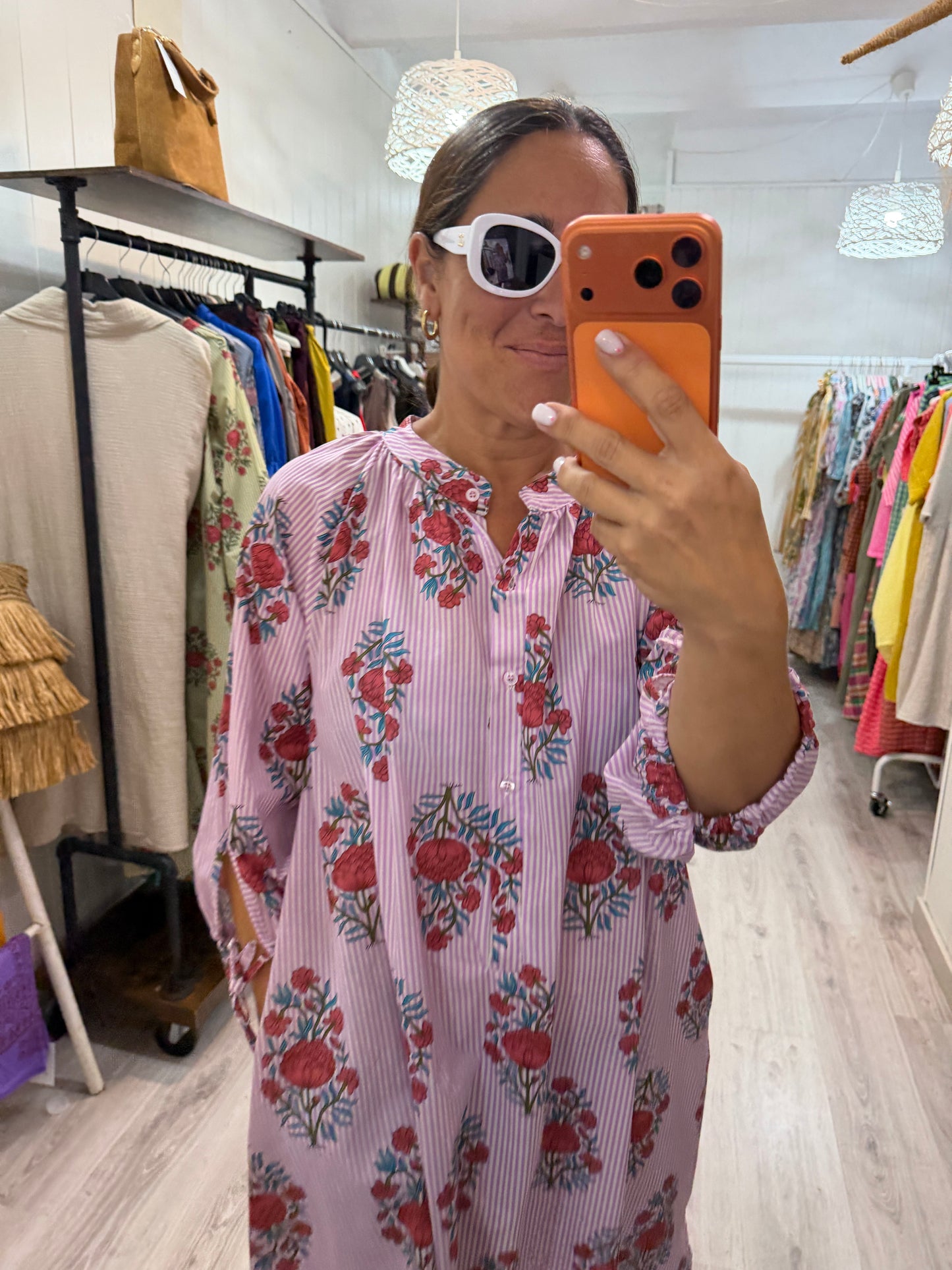 Vestido Siena milrayas y flores lila