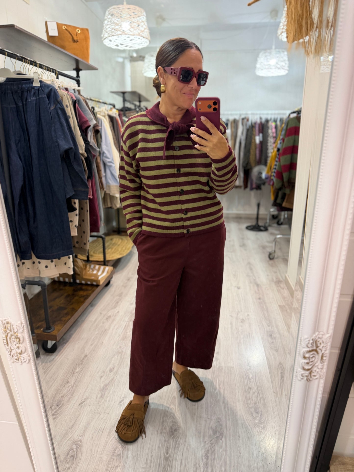 Jersei Chaqueta Marsella burdeos y kaki