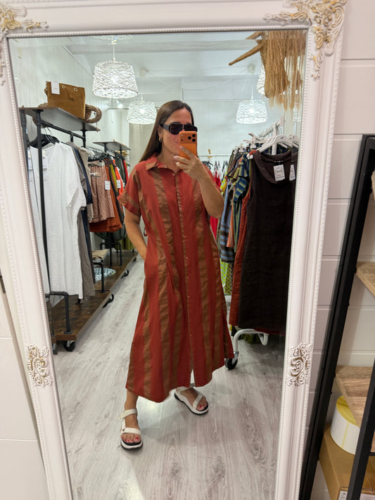 Vestido Rayas camisero caldera