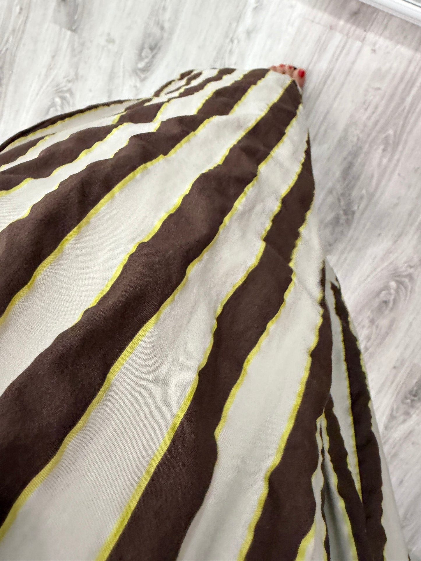 Pantalón Corfú doble raya Chocolate, beige y amarillo