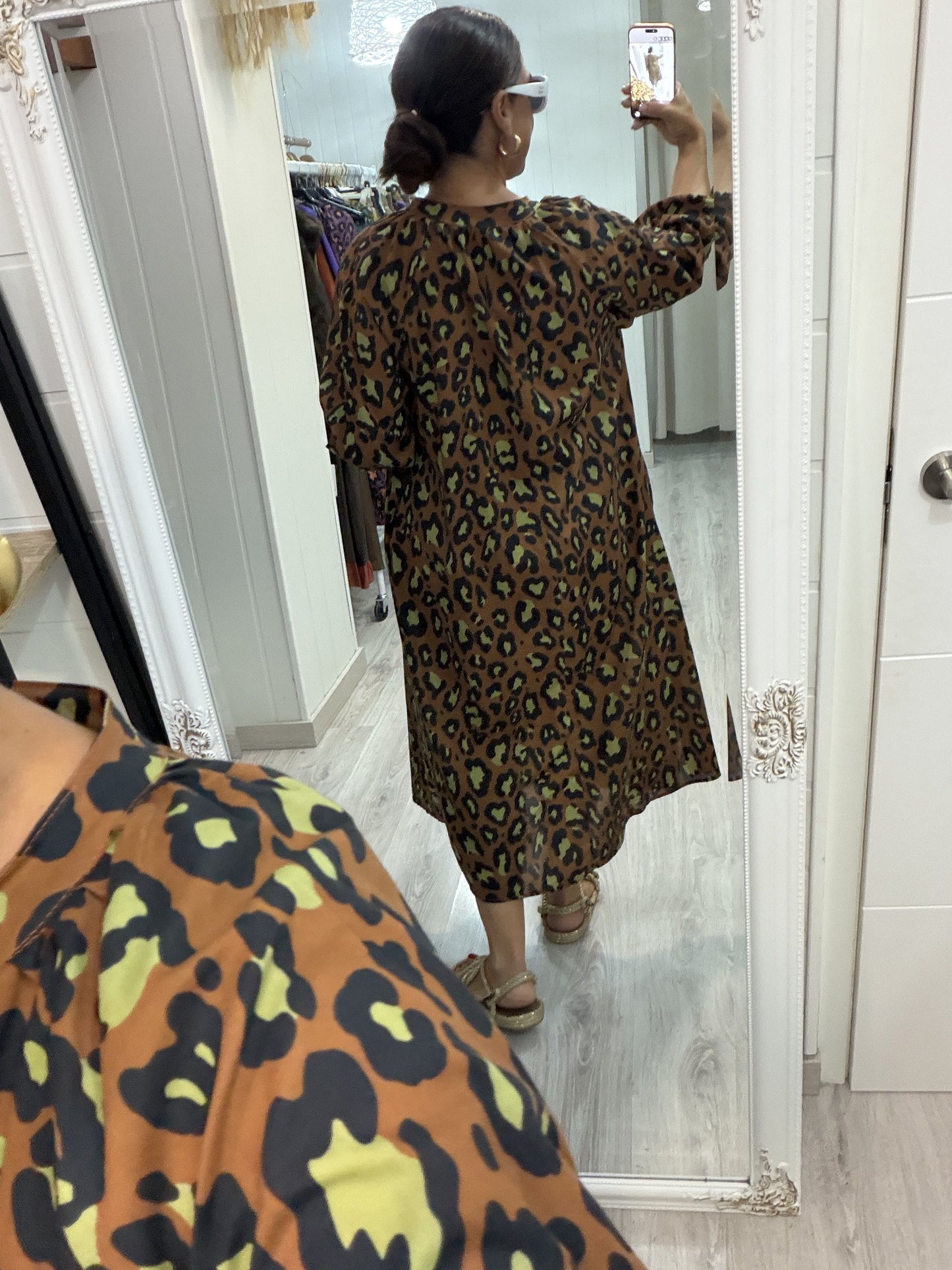 Vestido Leopardo contrastes camel