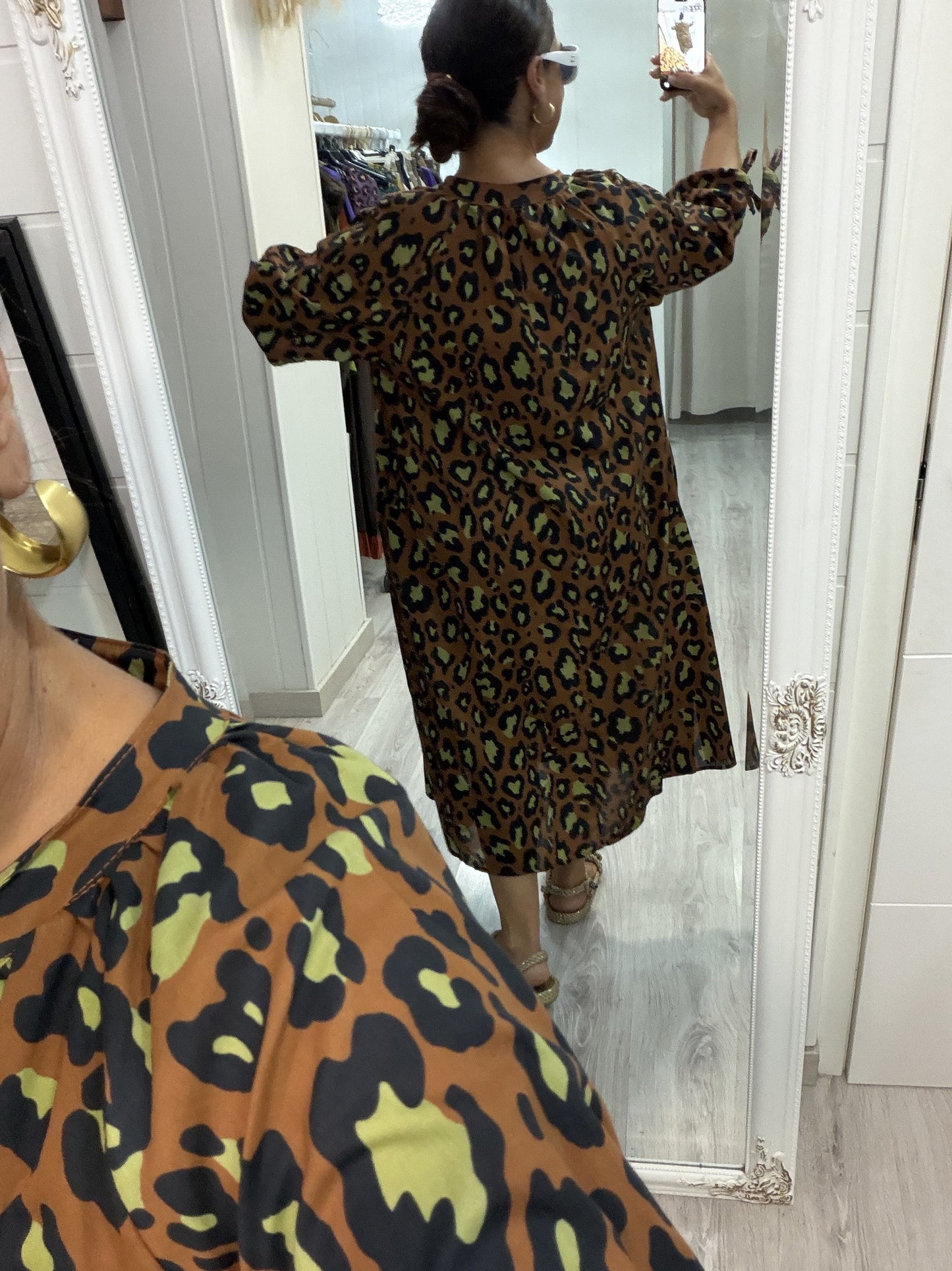 Vestido Leopardo contrastes camel