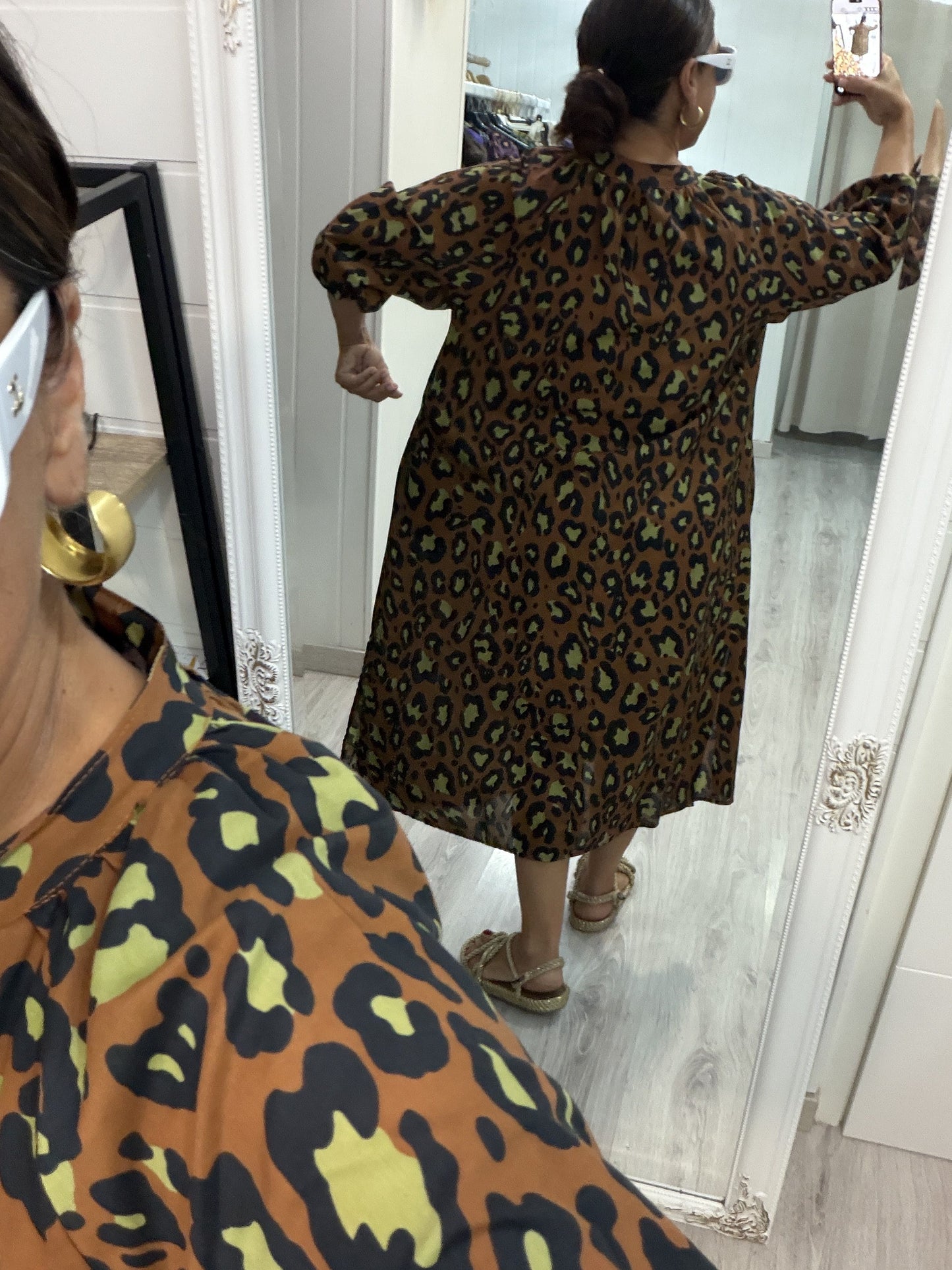 Vestido Leopardo contrastes camel
