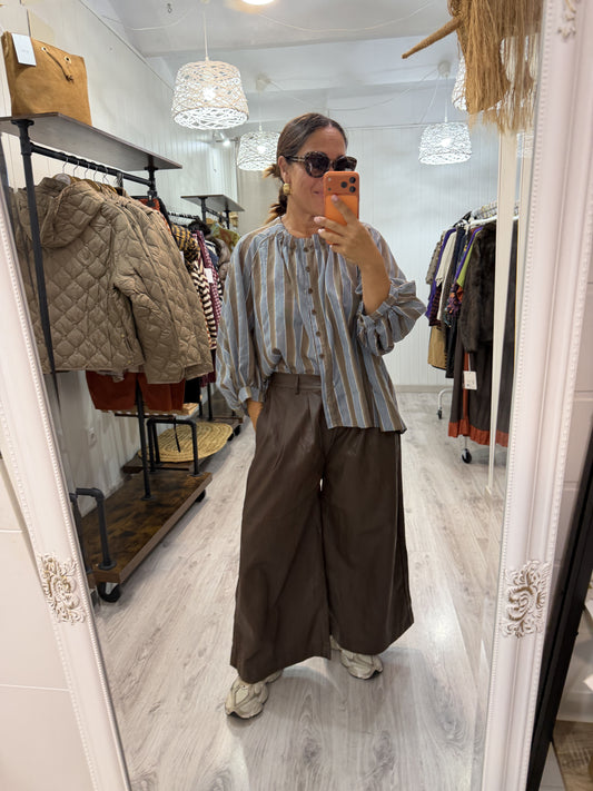 Blusa Kyoto taupe y gris