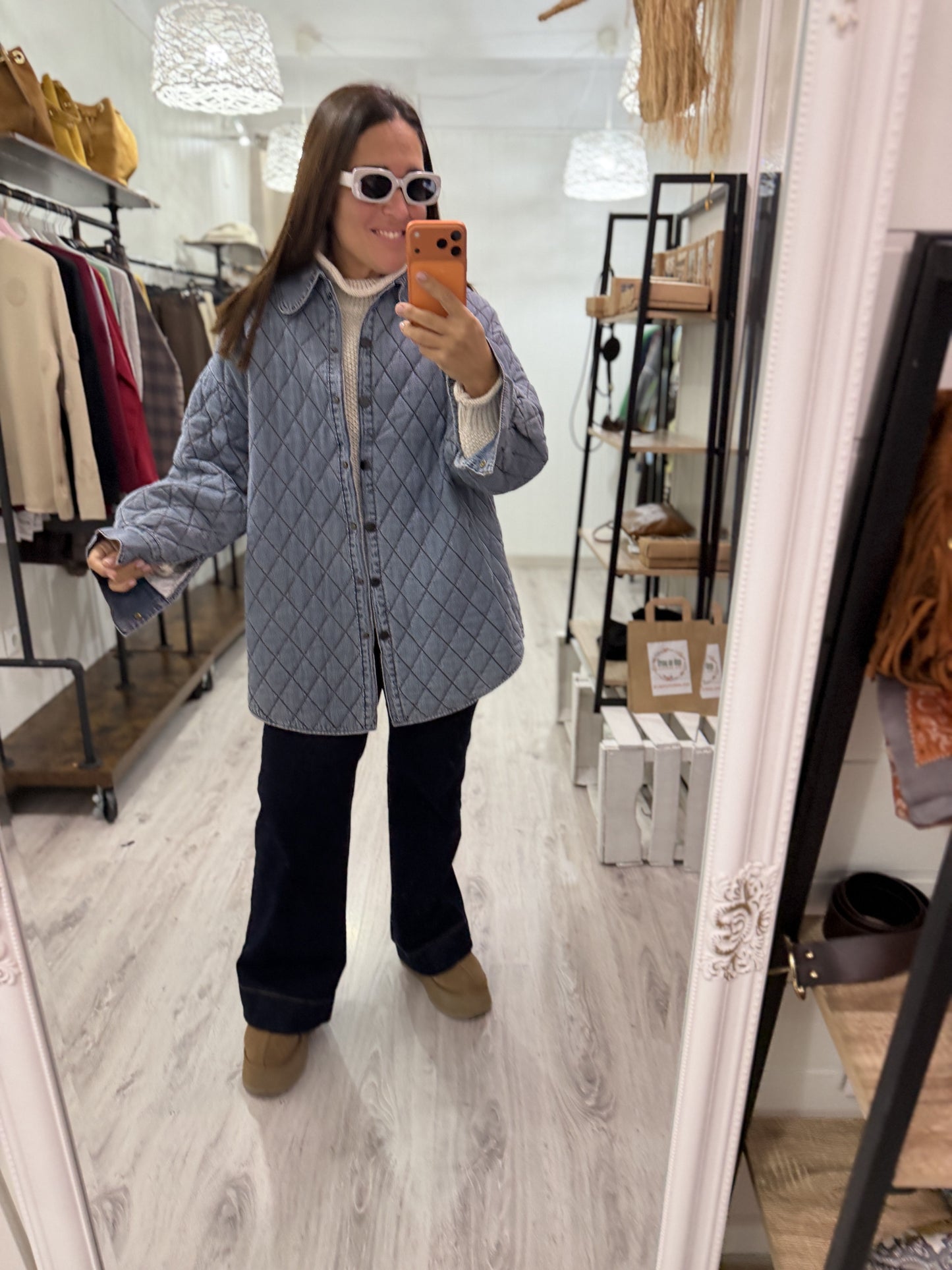 Chaqueta acolchada jeans oversize