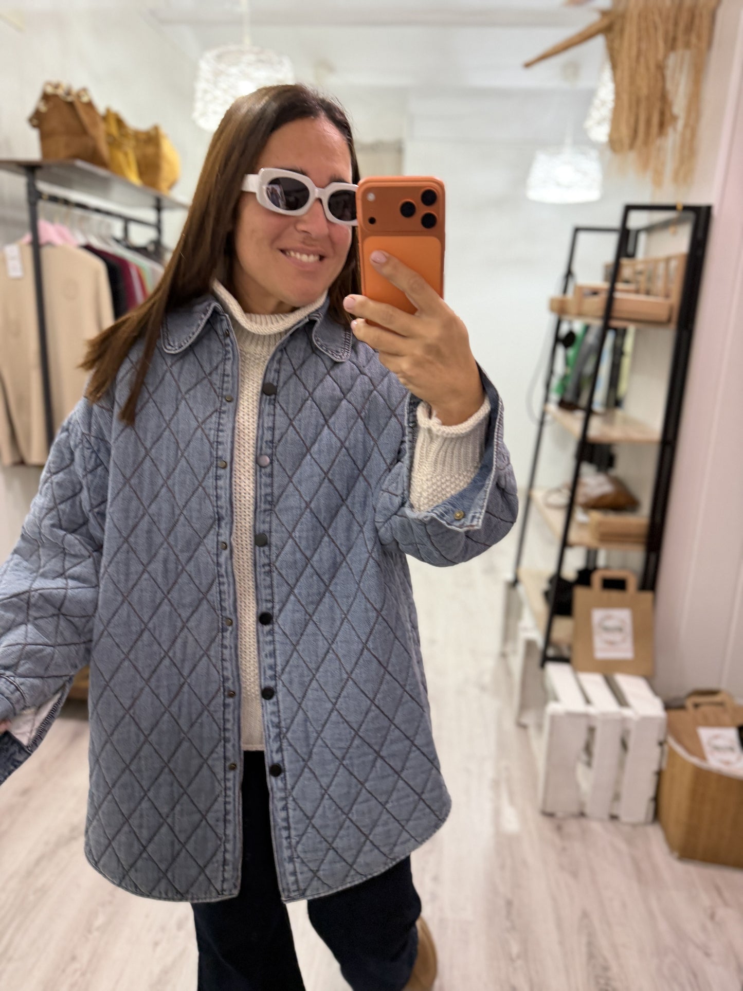 Chaqueta acolchada jeans oversize