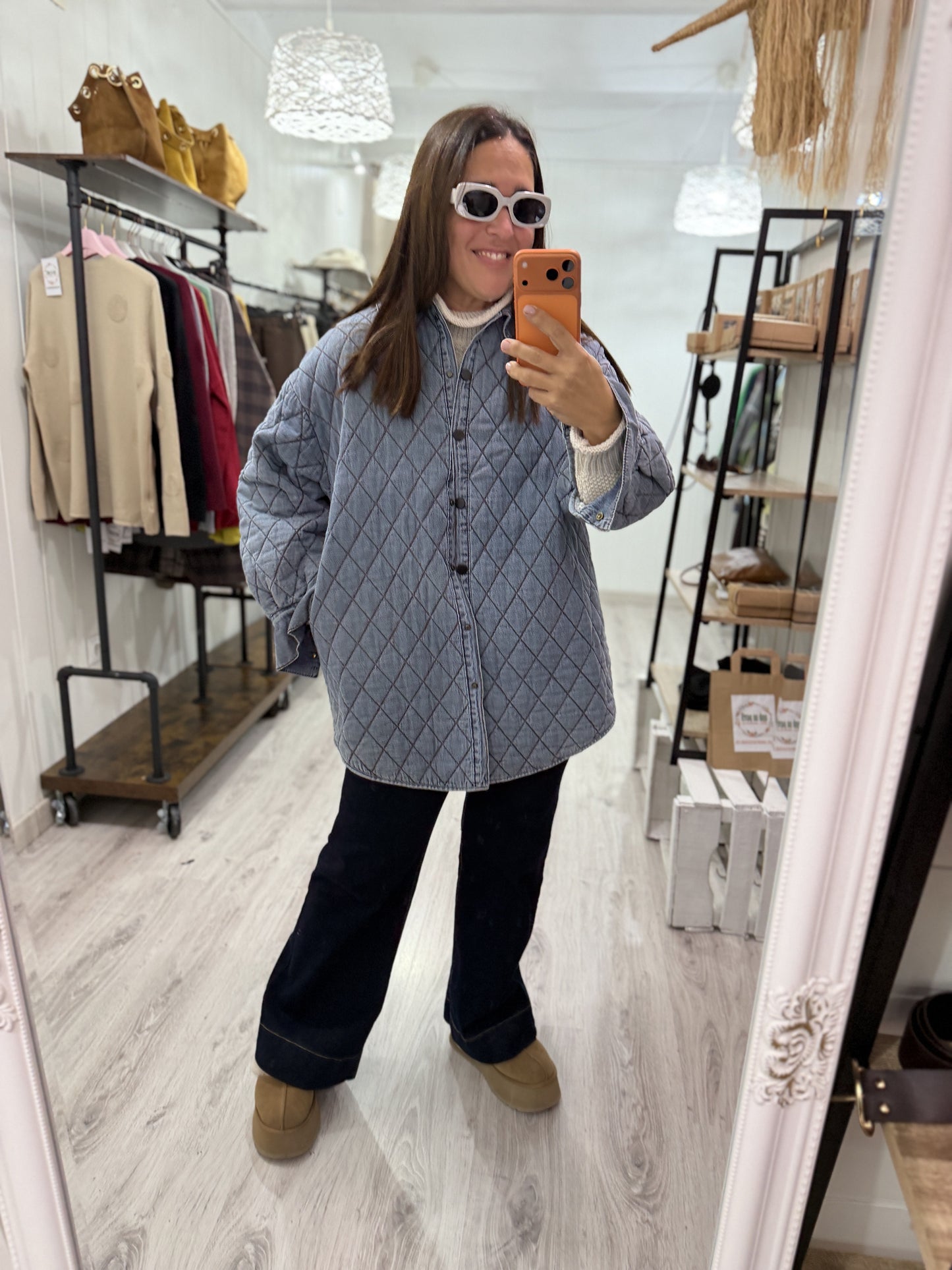 Chaqueta acolchada jeans oversize