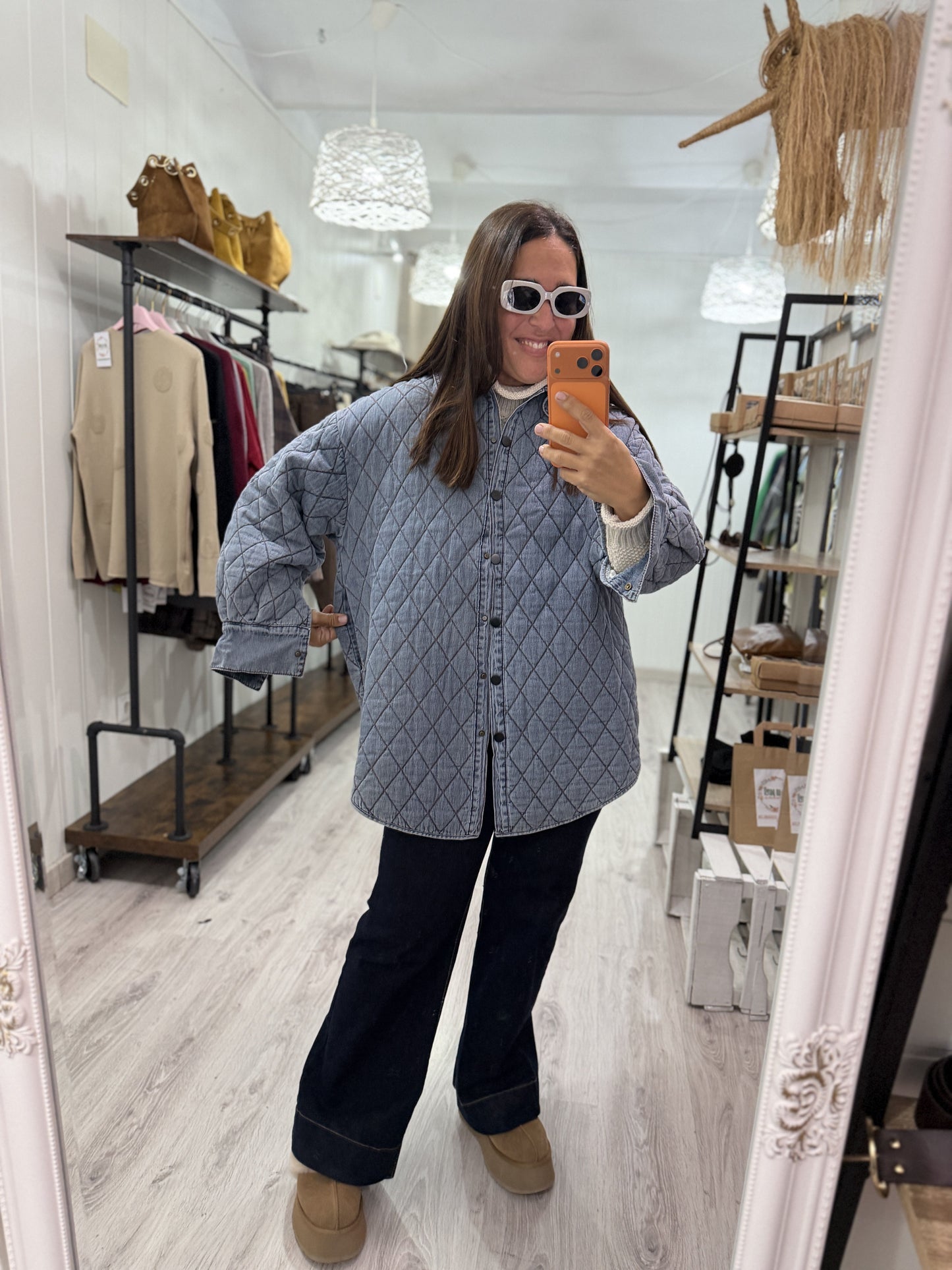 Chaqueta acolchada jeans oversize