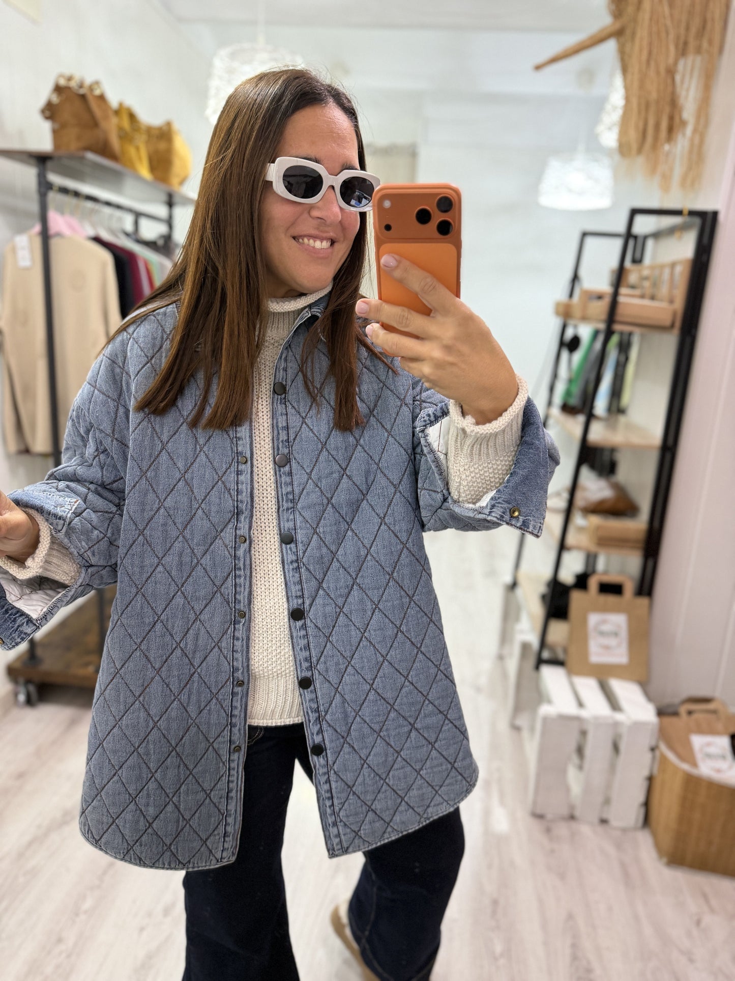 Chaqueta acolchada jeans oversize