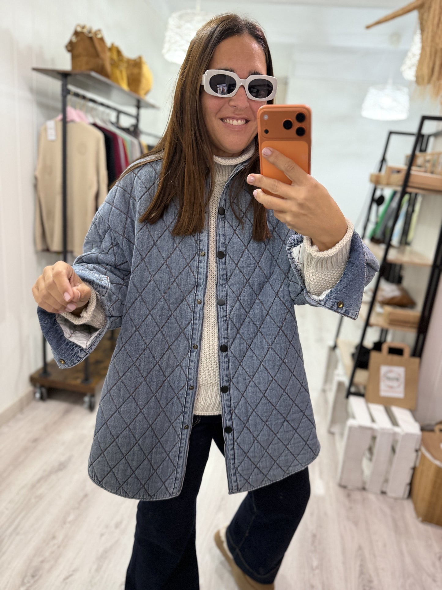 Chaqueta acolchada jeans oversize