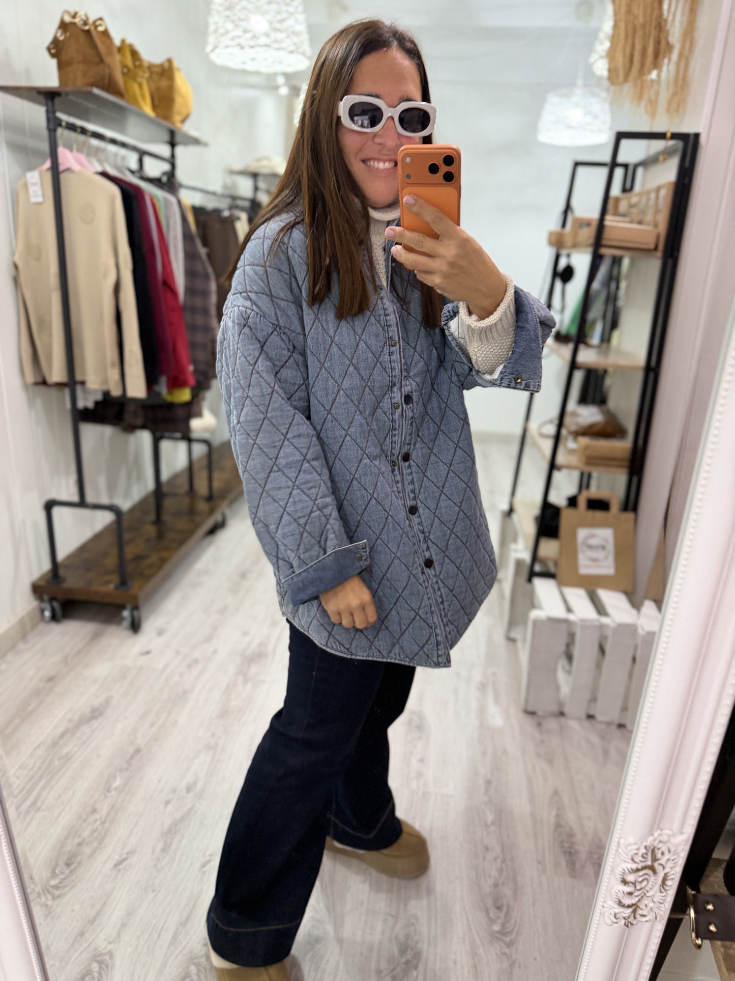 Chaqueta acolchada jeans oversize