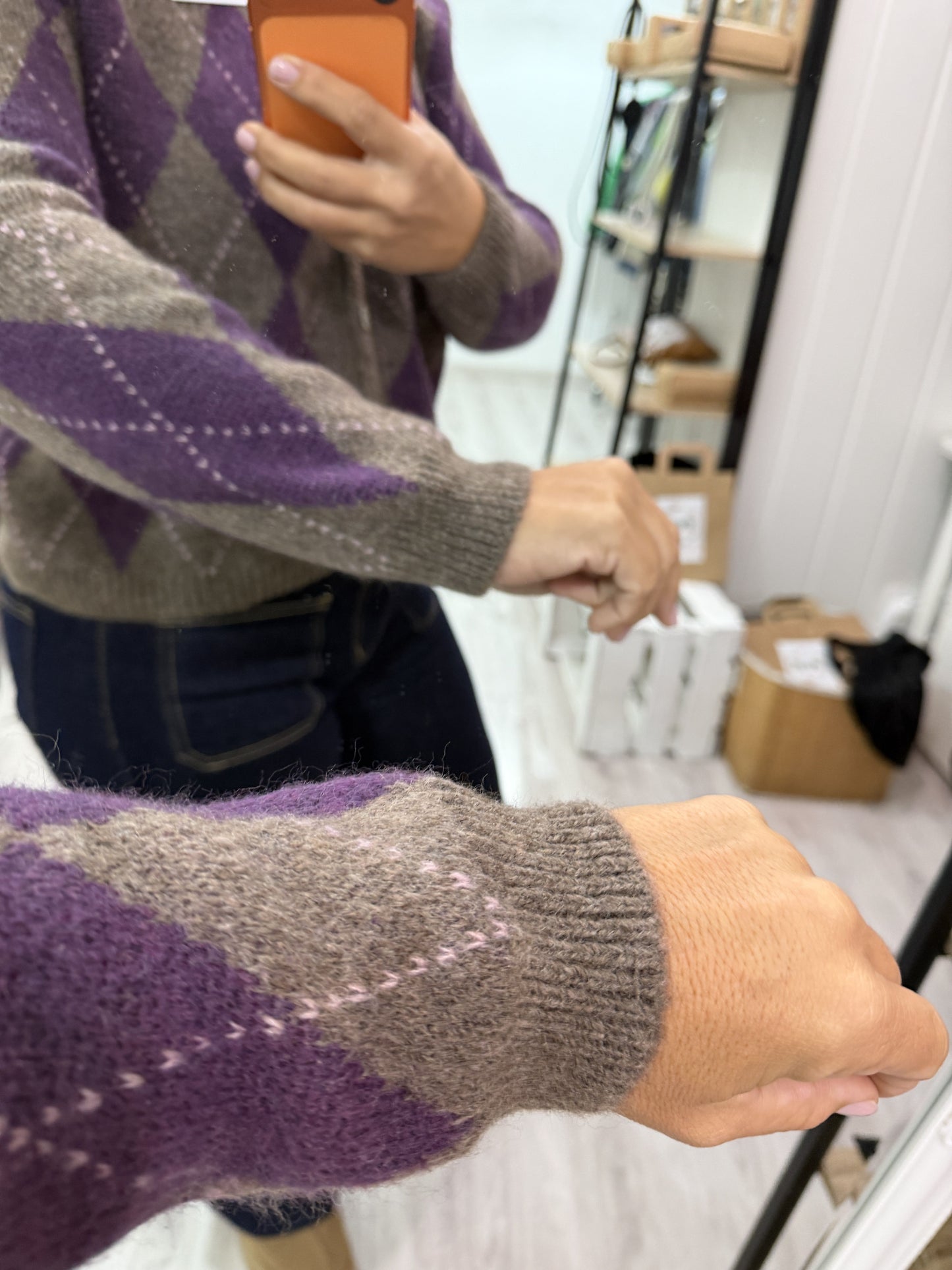 Chaqueta Kate rombos lila y taupe