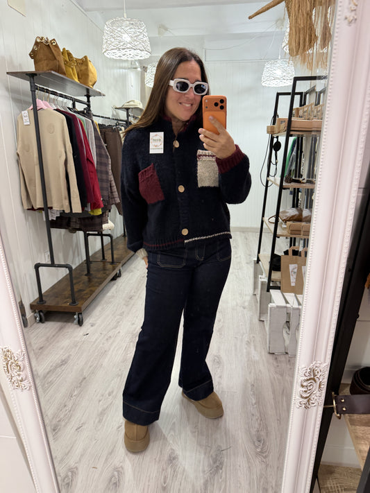 Chaqueta Aneto marino y burdeos