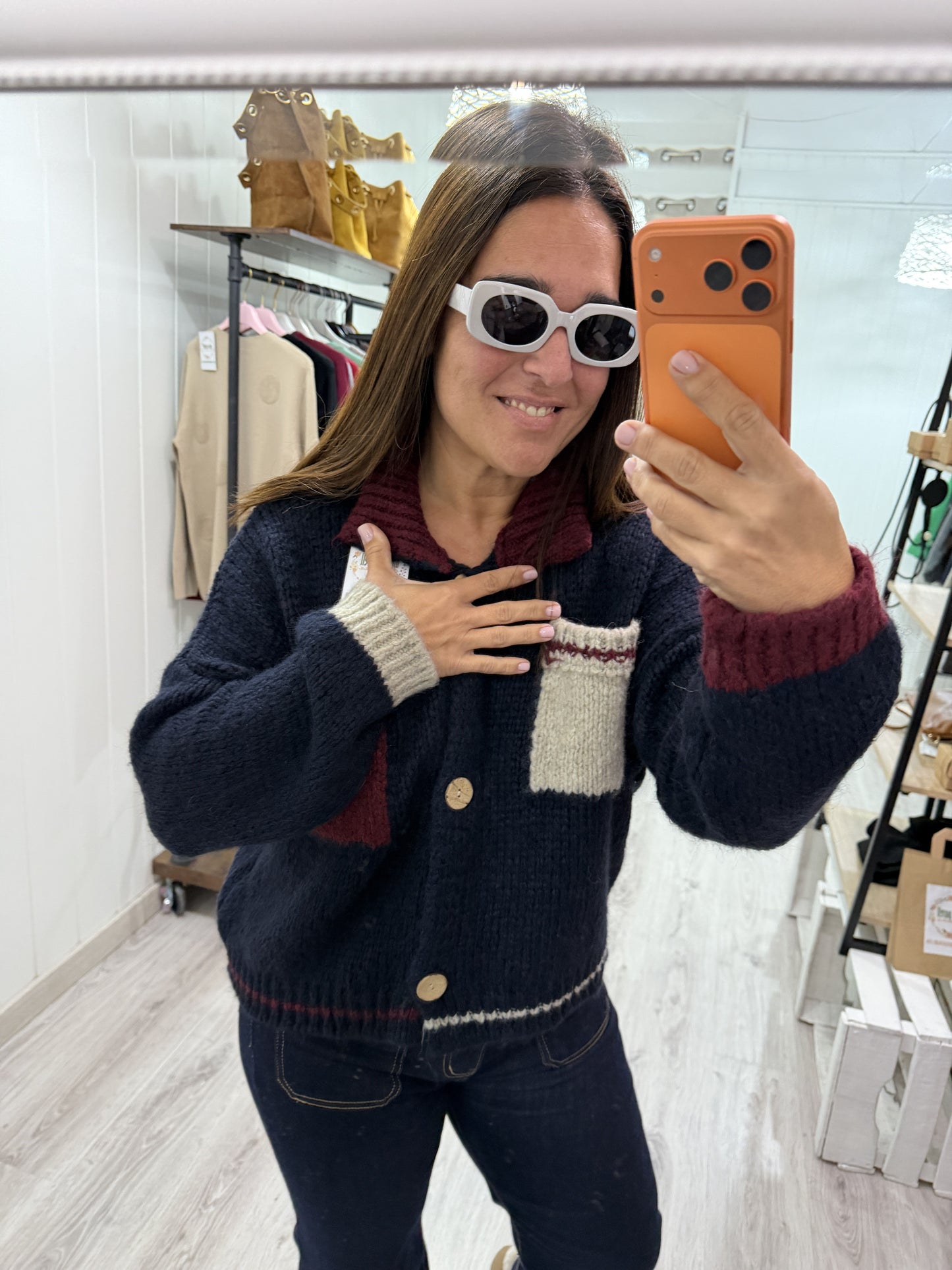 Chaqueta Aneto marino y burdeos