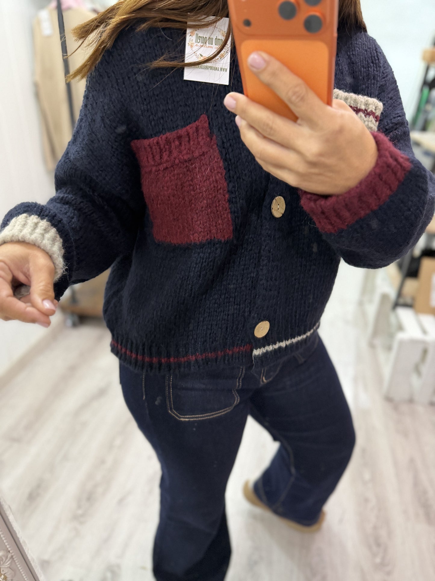 Chaqueta Aneto marino y burdeos