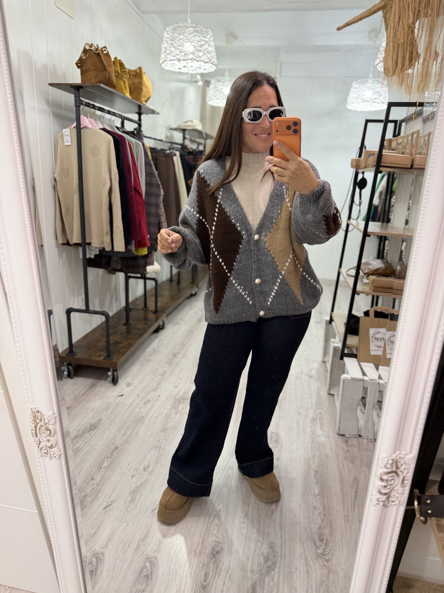 Chaqueta Rombos oversize gris