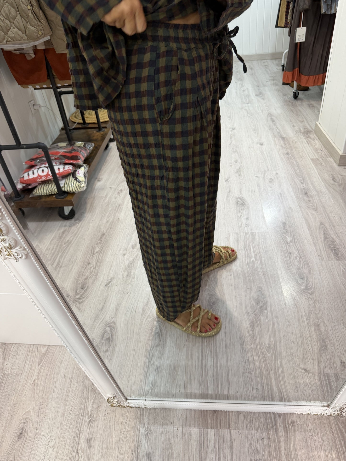 Pantalón Vichy obsession verde y chocolate