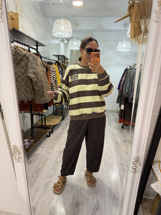 Sudadera More Amor amarillo y chocolate